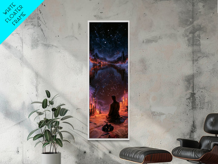 The Mirror Lake Of Lost Constellations, Lovecraftian Portrait Art, Tall Narrow Wall Art, Framed Canvas Print, Gothic Wall Decor