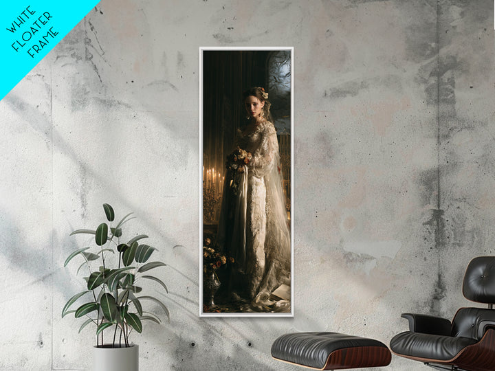The Chapel Crypt Bride, Victorian Vampire Portrait, Tall Narrow Canvas Print, Classic Halloween Decor, Classic Monster Art