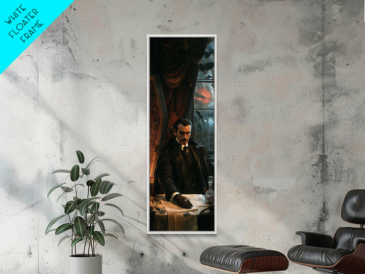 The Nocturne Barrister, Victorian Vampire Portrait, Tall Narrow Canvas Print, Macabre Home Decor, Canvas Print, Classic Monster Art