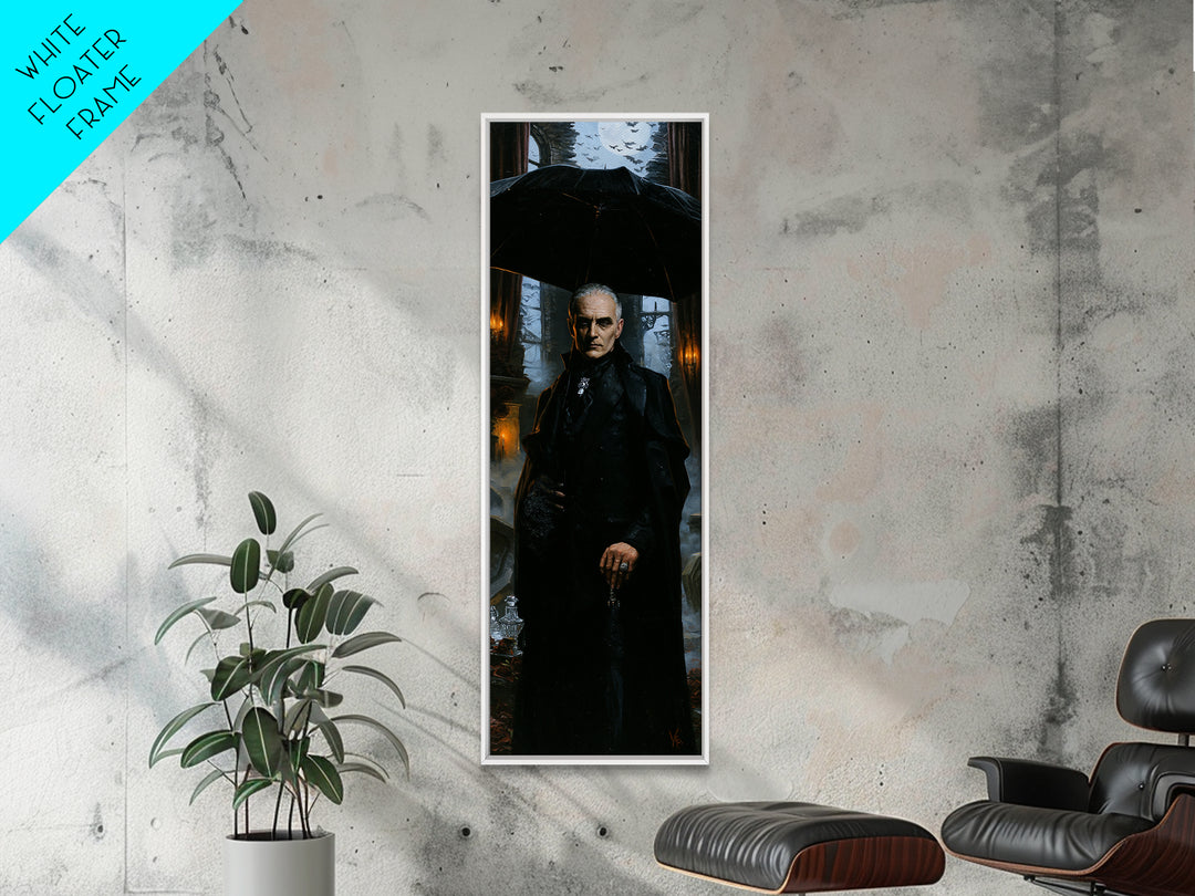 The Cemetery Gentleman, Victorian Vampire Portrait, Tall Narrow Canvas Print, Macabre Home Decor, Spooky Season Decor, Classic Monster Art