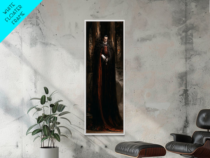The Last Carpathian Lord, Victorian Vampire Portrait, Tall Narrow Canvas Print, Antique Style Decor, Gothic Wall Decor, Classic Monster Art