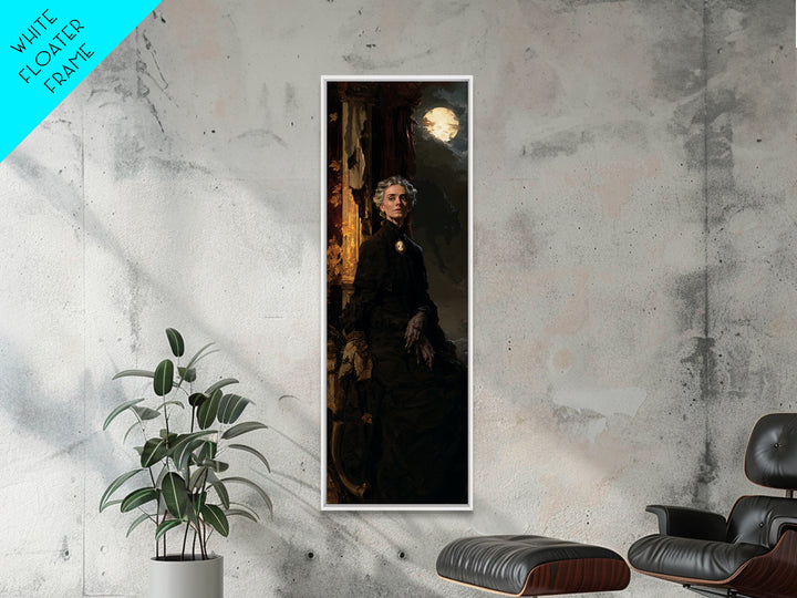 The Wolf Moon Governess, Victorian Werewolf Portrait, Tall Narrow Canvas Print, Dark Academia Decor, Canvas Print, Classic Monster Art