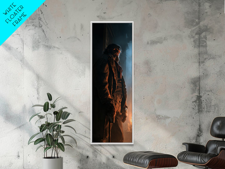 The Moorland Huntsman, Victorian Werewolf Portrait, Tall Narrow Canvas Print, Gothic Home Decor, Spooky Season Decor, Classic Monster Art