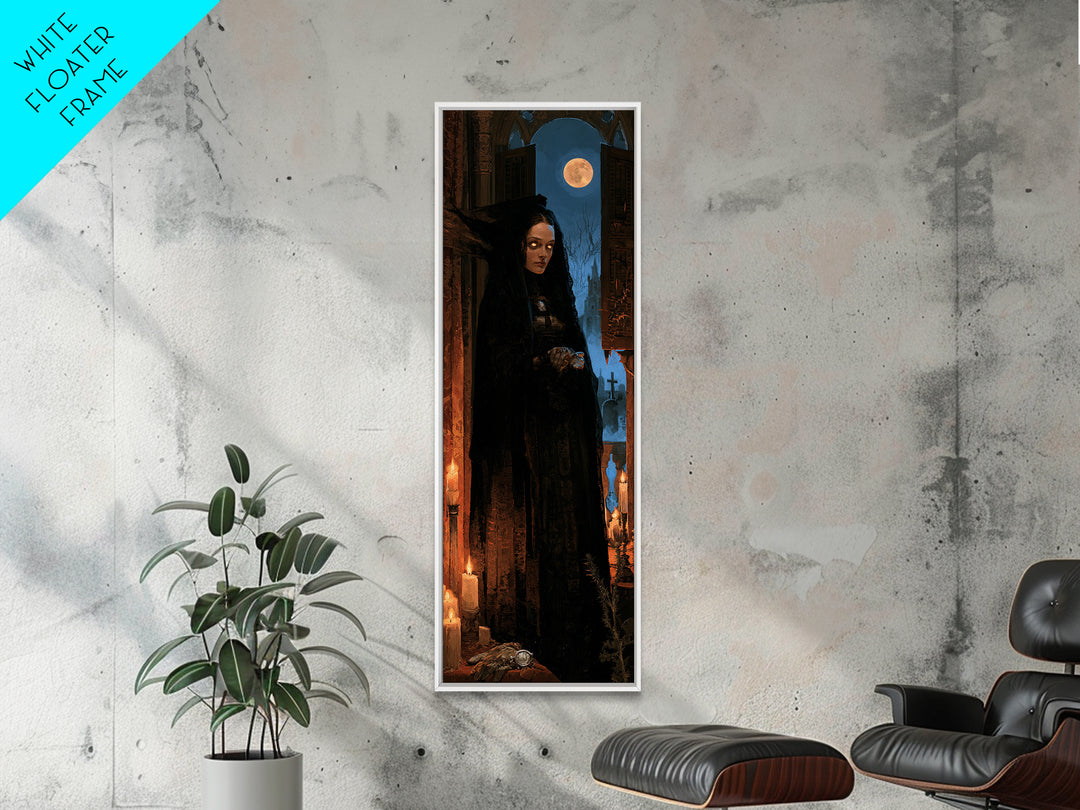 The Widow Of The Full Moon, Victorian Werewolf Portrait, Tall Narrow Canvas Print, Classic Halloween Decor, Canvas Print