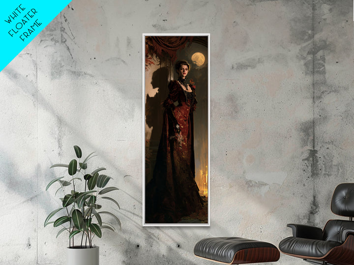 The Velvet Lycan Duchess, Victorian Werewolf Portrait, Tall Narrow Canvas Print, Gothic Home Decor, Spooky Season Decor, Classic Monster Art