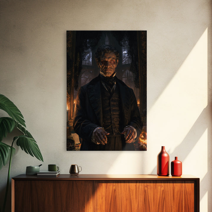 The Parish Beast, Victorian Werewolf Portrait, Vertical Canvas Print, Dark Academia Decor, Canvas Print, Classic Monster Art