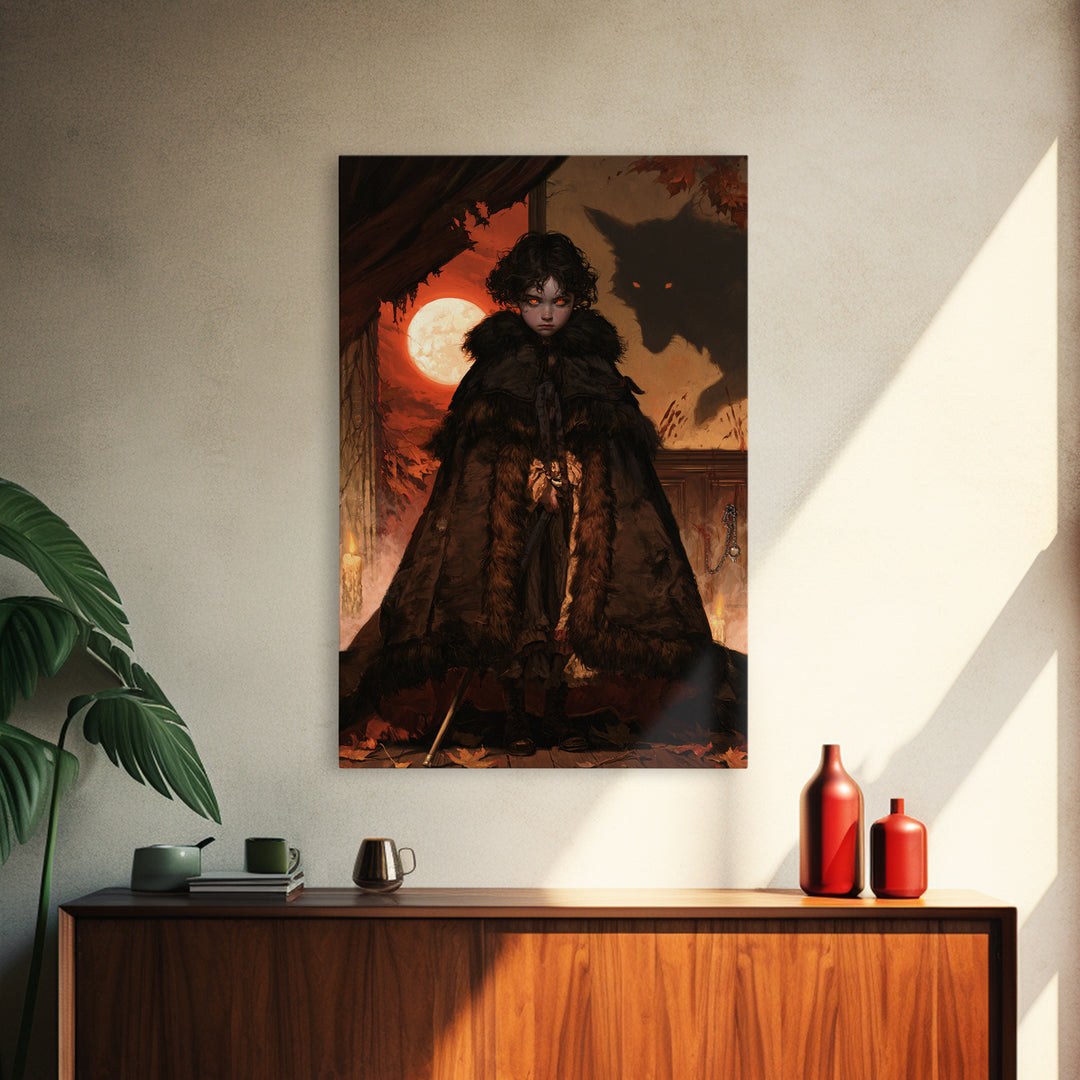 The Wolf-Child Of Ash Lane, Victorian Werewolf Portrait, Vertical Canvas Print, Gothic Home Decor, Classic Monster Art