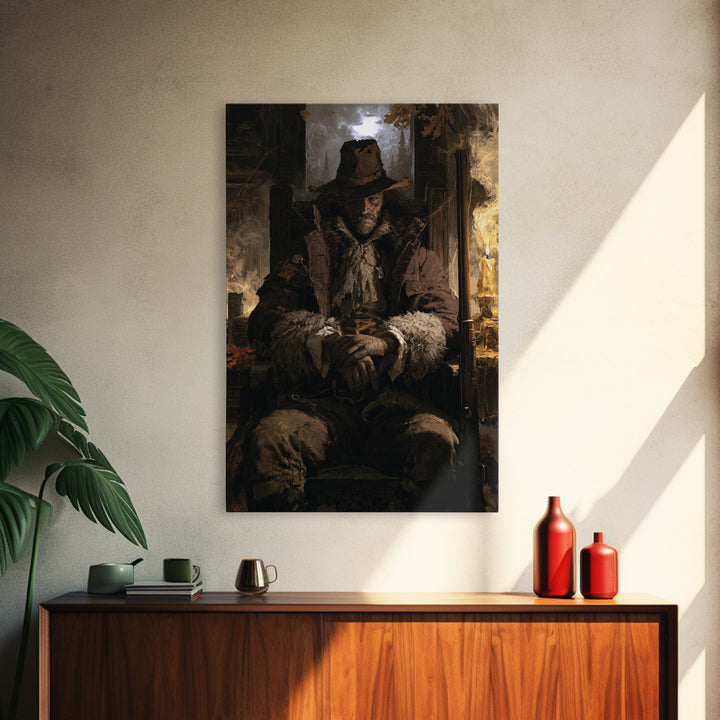 The Midnight Gamekeeper, Victorian Werewolf Portrait, Vertical Canvas Print, Antique Style Decor, Classic Monster Art