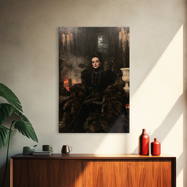 The Heiress Of Howling Fen, Victorian Werewolf Portrait, Vertical Canvas Print, Gothic Home Decor, Classic Monster Art