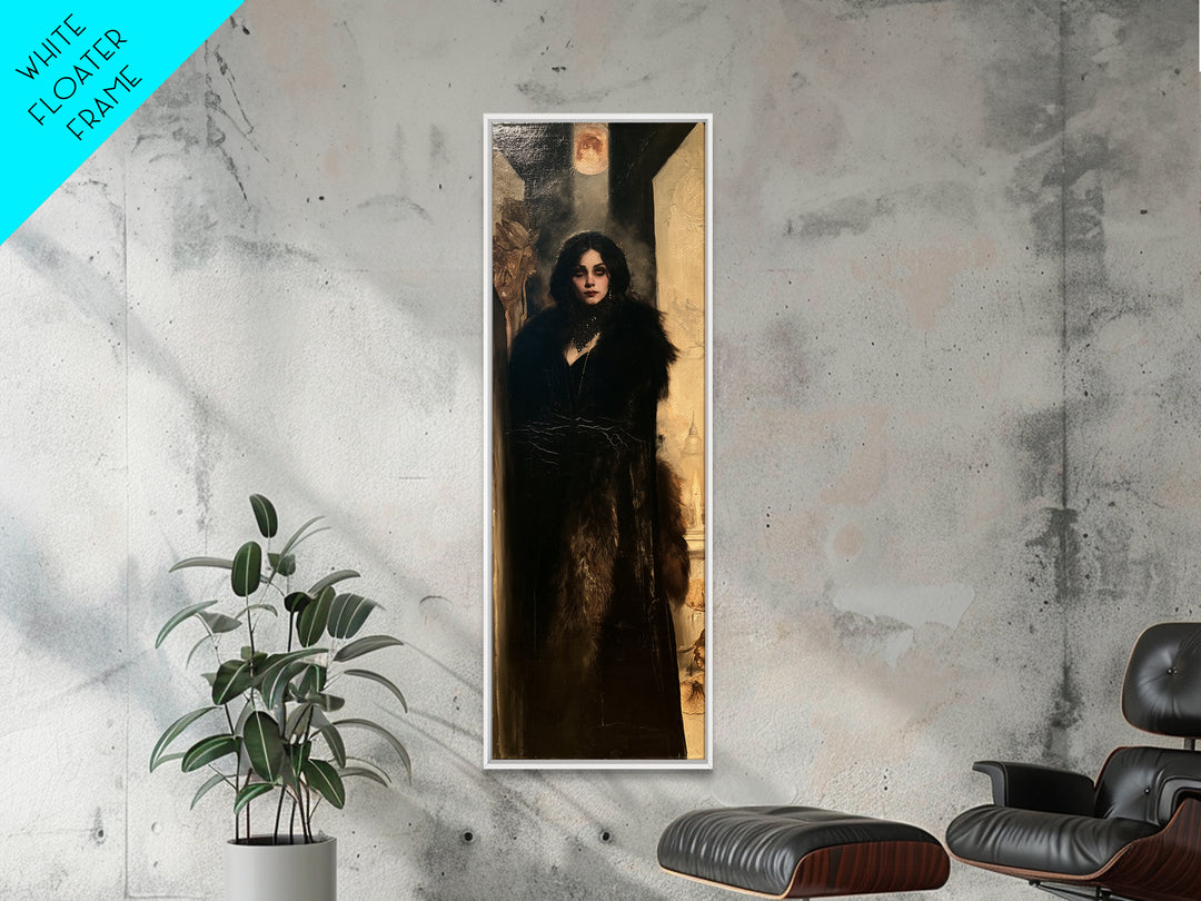 The Heiress Of Howling Fen, Victorian Werewolf Portrait, Tall Narrow Canvas Print, Classic Halloween Decor, Gothic Wall Decor