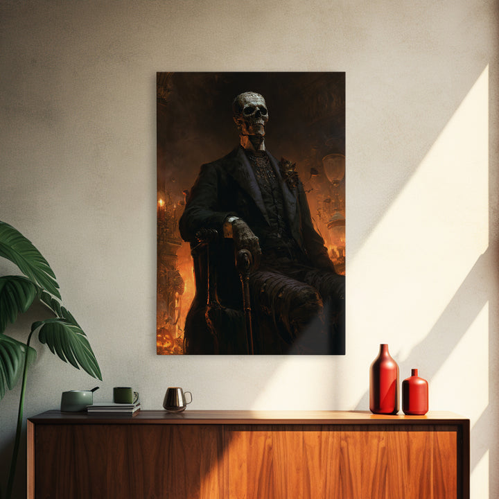 The Tomb Gentleman, Victorian Mummy Portrait, Vertical Canvas Print, Antique Style Decor, Halloween Portrait Art, Classic Monster Art