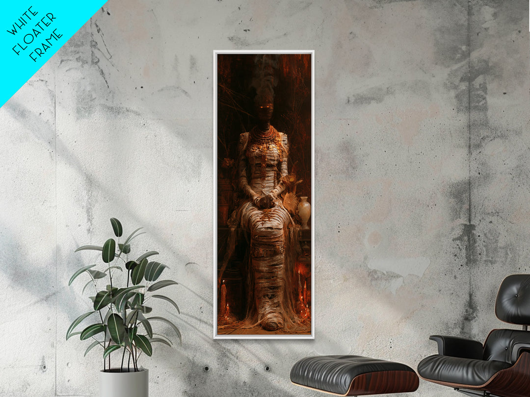 The Scarab Priestess, Victorian Mummy Portrait, Tall Narrow Canvas Print, Classic Halloween Decor, Spooky Season Decor, Classic Monster Art
