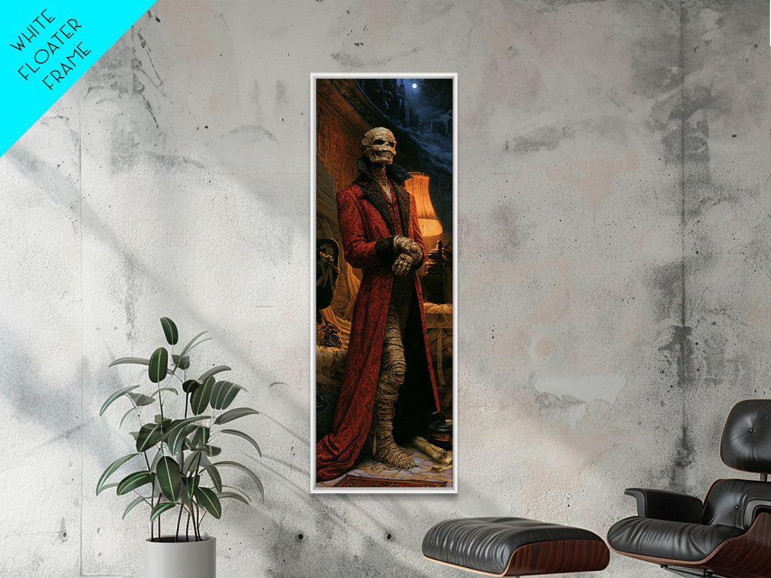 The Linen Baron, Victorian Mummy Portrait, Tall Narrow Canvas Print, Dark Academia Decor, Antique Horror Decor, Classic Monster Art