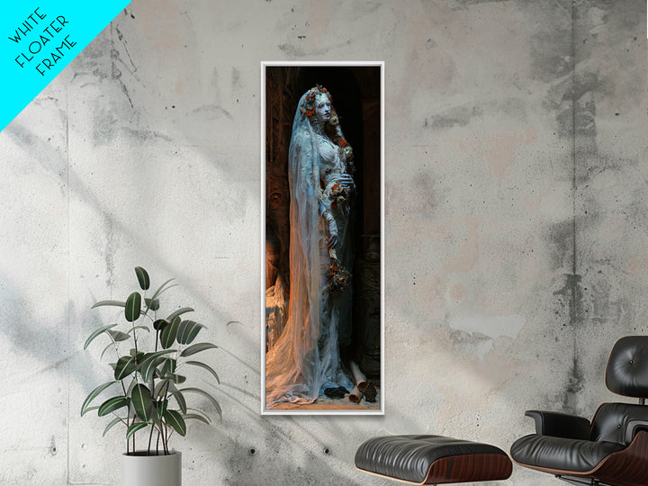The Mausoleum Bride, Victorian Mummy Portrait, Tall Narrow Canvas Print, Macabre Home Decor, Halloween Portrait Art, Classic Monster Art