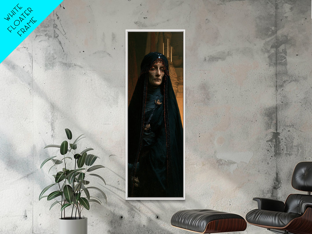 The Canopic Widow, Victorian Mummy Portrait, Tall Narrow Canvas Print, Classic Halloween Decor, Antique Horror Decor, Classic Monster Art