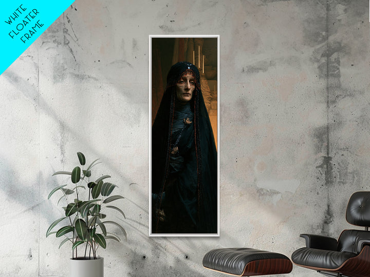 The Canopic Widow, Victorian Mummy Portrait, Tall Narrow Canvas Print, Classic Halloween Decor, Antique Horror Decor, Classic Monster Art