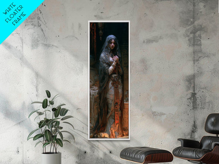 The Pyramid Heiress, Victorian Mummy Portrait, Tall Narrow Canvas Print, Antique Style Decor, Halloween Portrait Art, Classic Monster Art