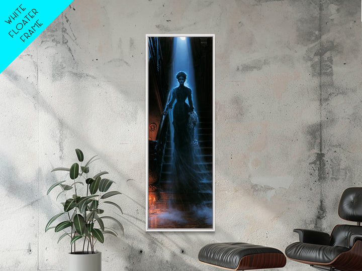 The Staircase Apparition, Victorian Ghost Portrait, Tall Narrow Canvas Print, Macabre Home Decor, Gothic Wall Decor, Classic Monster Art