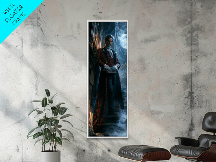 The Library Specter, Victorian Ghost Portrait, Tall Narrow Canvas Print, Macabre Home Decor, Canvas Print, Classic Monster Art