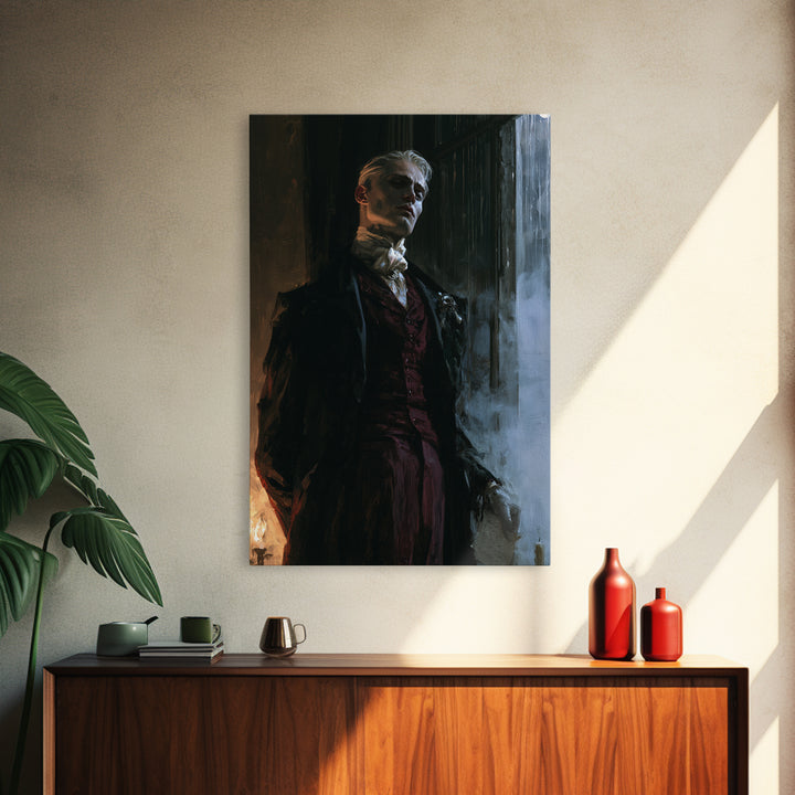 The Ballroom Phantom, Victorian Ghost Portrait, Vertical Canvas Print, Classic Halloween Decor, Gothic Wall Decor, Classic Monster Art