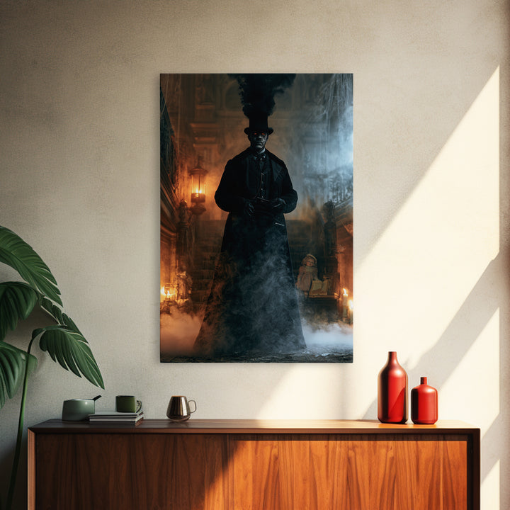 The Railway Ghost, Victorian Ghost Portrait, Vertical Canvas Print, Classic Halloween Decor, Antique Horror Decor, Classic Monster Art