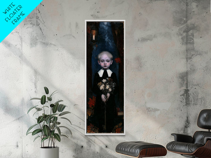 The Churchyard Child, Victorian Ghost Portrait, Tall Narrow Canvas Print, Dark Academia Decor, Antique Horror Decor, Classic Monster Art