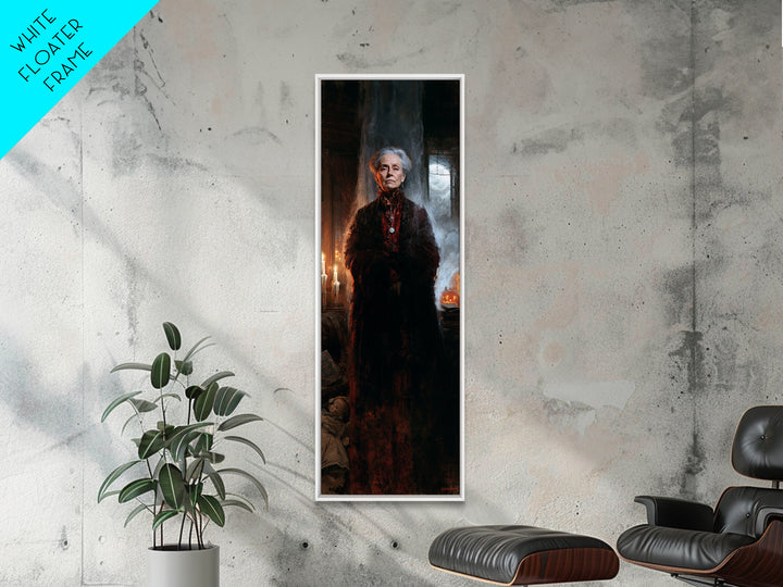 The Widow Of Ash Street, Victorian Ghost Portrait, Tall Narrow Canvas Print, Antique Style Decor, Gothic Wall Decor, Classic Monster Art