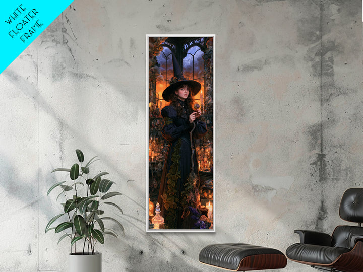 The Greenhouse Witch, Victorian Witch Portrait, Tall Narrow Canvas Print, Antique Style Decor, Antique Horror Decor, Classic Monster Art