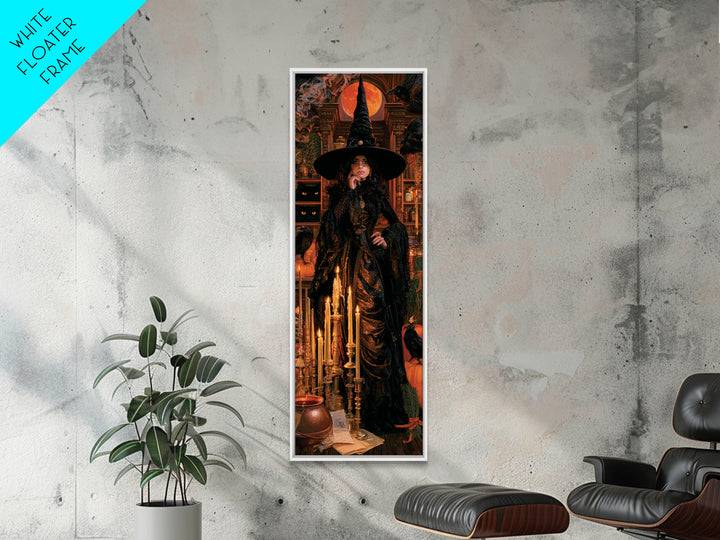 The Candle Witch, Victorian Witch Portrait, Tall Narrow Canvas Print, Classic Halloween Decor, Halloween Portrait Art, Classic Monster Art