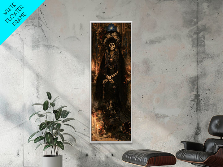 The Widow In Ivory Bone, Victorian Skeleton Portrait, Tall Narrow Canvas Print, Dark Academia Decor, Canvas Print, Classic Monster Art
