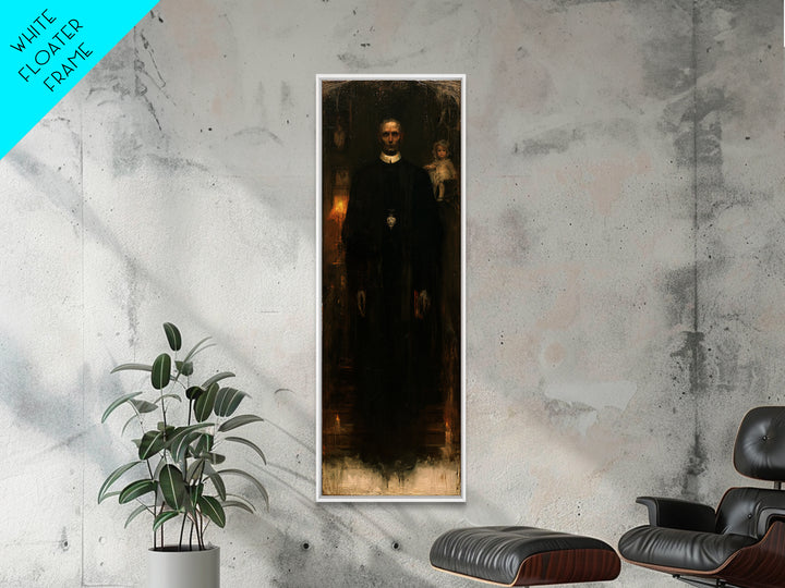 The Cloister Phantom, Victorian Phantom Portrait, Tall Narrow Canvas Print, Dark Academia Decor, Antique Horror Decor, Classic Monster Art
