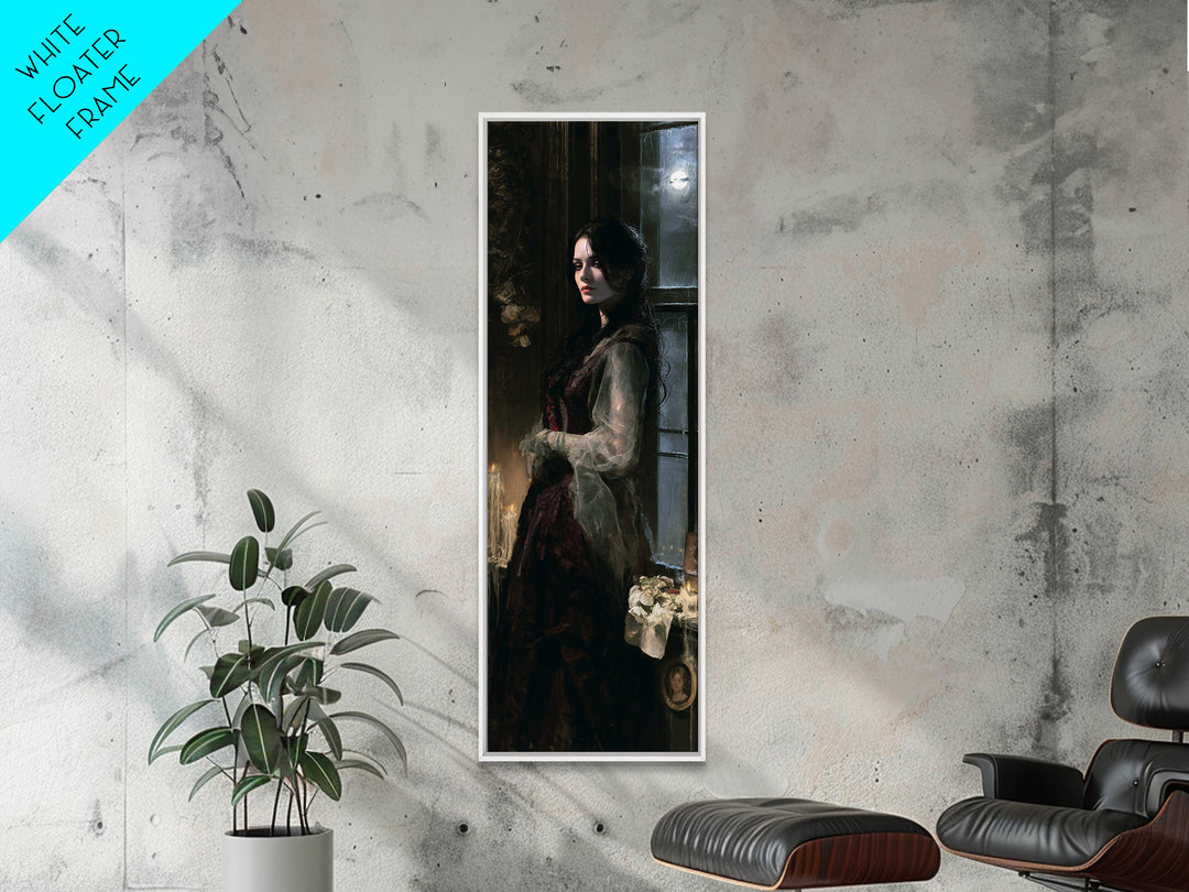 The Lake House Wraith, Victorian Phantom Portrait, Tall Narrow Canvas Print, Gothic Home Decor, Gothic Wall Decor, Classic Monster Art