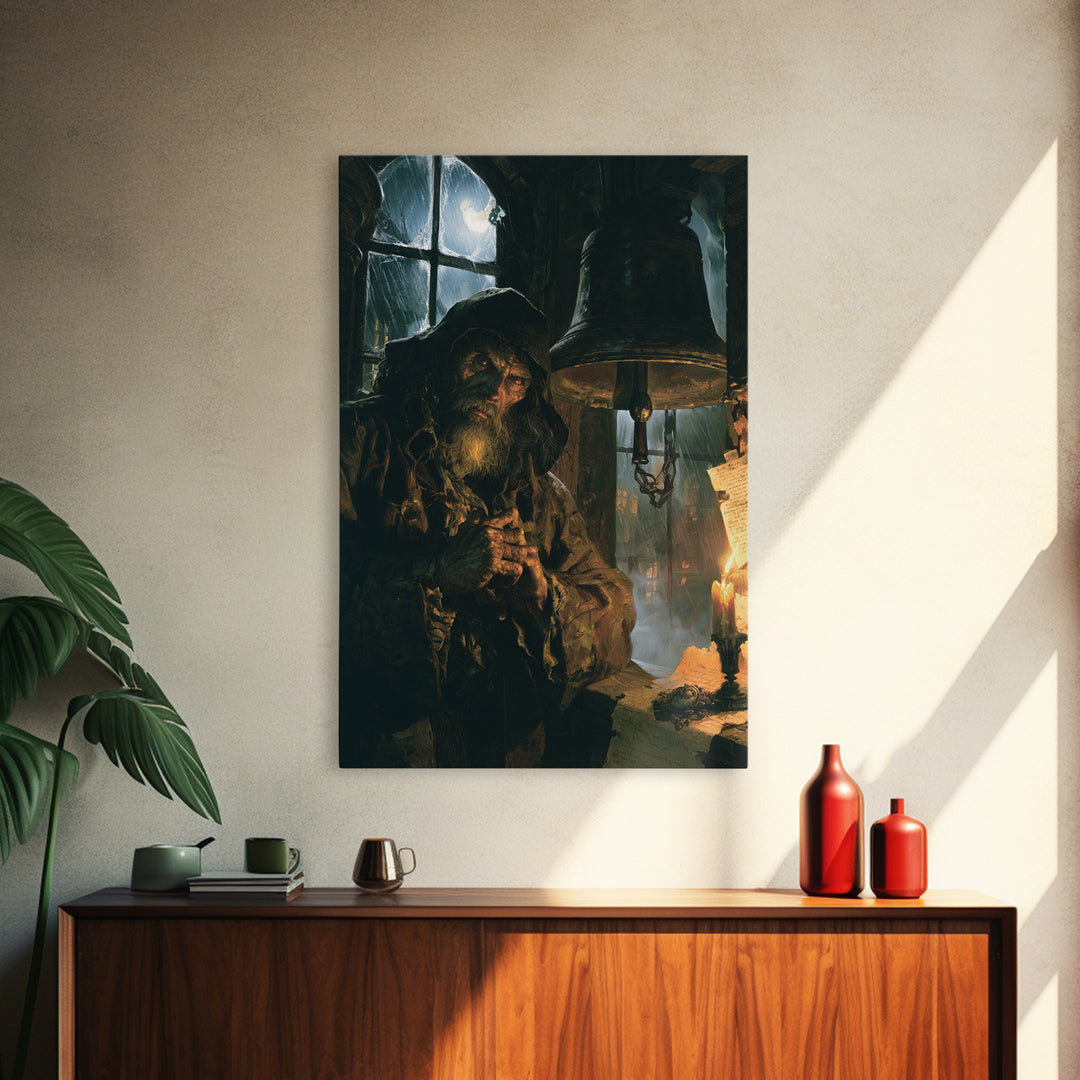The Tower Bell Phantom, Victorian Phantom Portrait, Vertical Canvas Print, Gothic Home Decor, Spooky Season Decor, Classic Monster Art