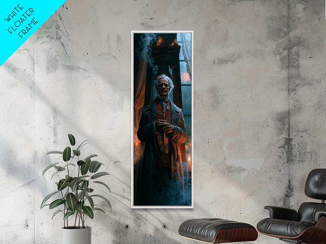 The Tower Bell Phantom, Victorian Phantom Portrait, Tall Narrow Canvas Print, Dark Academia Decor, Antique Horror Decor, Classic Monster Art