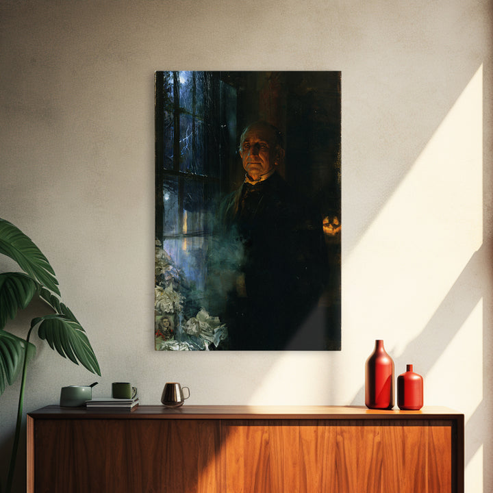 The Servant Of The North Wing, Victorian Phantom Portrait, Vertical Canvas Print, Antique Style Decor, Classic Monster Art