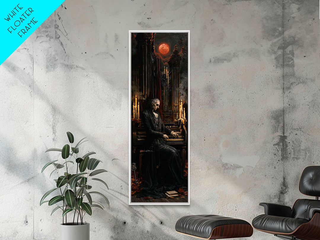 The Cemetery Organist, Victorian Phantom Portrait, Tall Narrow Canvas Print, Macabre Home Decor, Halloween Portrait Art, Classic Monster Art