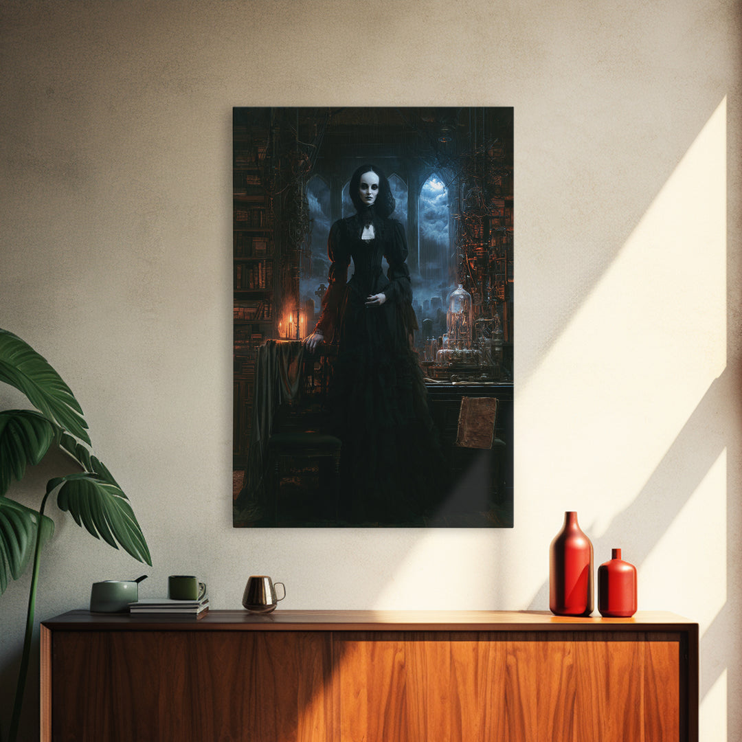 The Alabaster Creation, Victorian Monster Portrait, Vertical Canvas Print, Classic Halloween Decor, Spooky Season Decor, Classic Monster Art