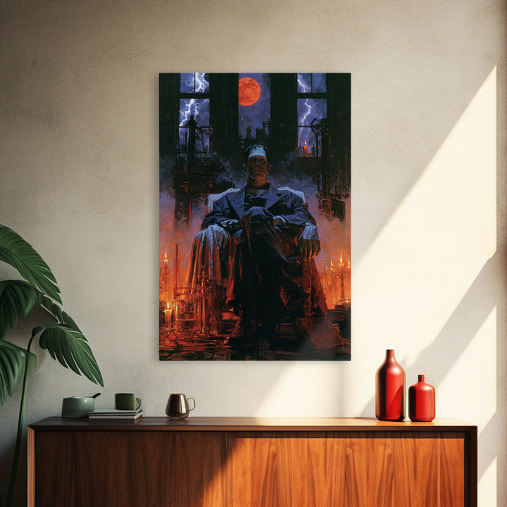 The Manor House Colossus, Victorian Monster Portrait, Vertical Canvas Print, Antique Style Decor, Classic Monster Art