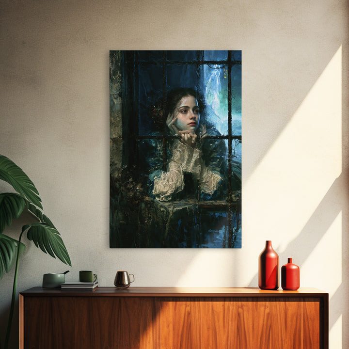 The Lagoon Bride, Victorian Creature Portrait, Vertical Canvas Print, Antique Style Decor, Gothic Wall Decor, Classic Monster Art