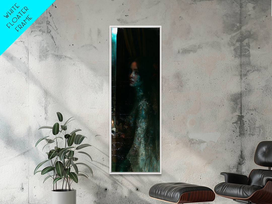The Lagoon Bride, Victorian Creature Portrait, Tall Narrow Canvas Print, Macabre Home Decor, Halloween Portrait Art, Classic Monster Art