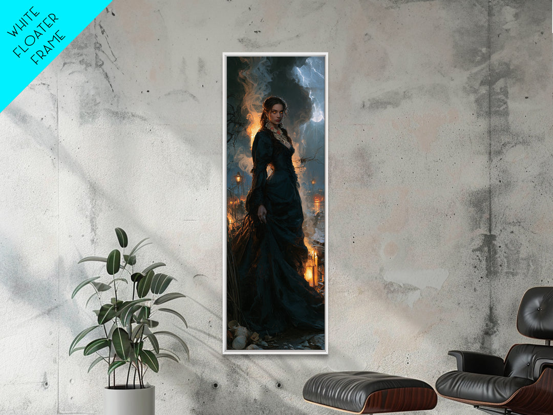 The Tidal Heiress, Victorian Creature Portrait, Tall Narrow Canvas Print, Dark Academia Decor, Antique Horror Decor, Classic Monster Art