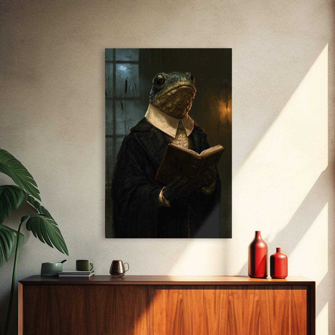 The River Chapel Creature, Victorian Creature Portrait, Vertical Canvas Print, Classic Halloween Decor, Classic Monster Art