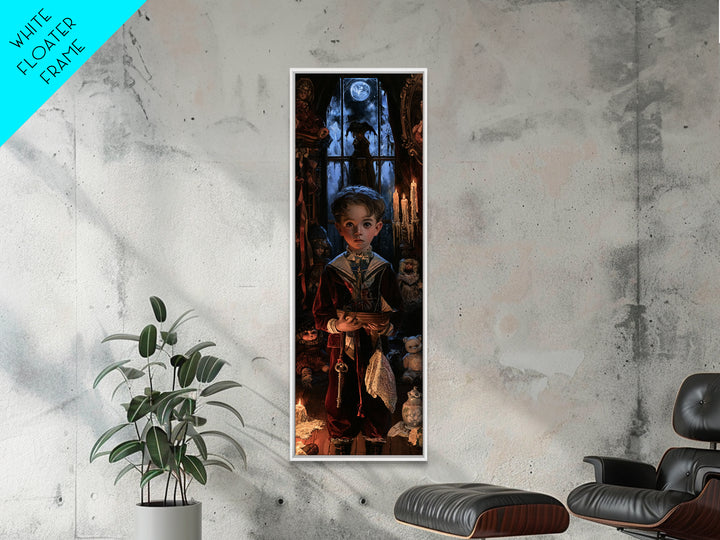 The Moon-Pond Child, Victorian Creature Portrait, Tall Narrow Canvas Print, Dark Academia Decor, Antique Horror Decor, Classic Monster Art