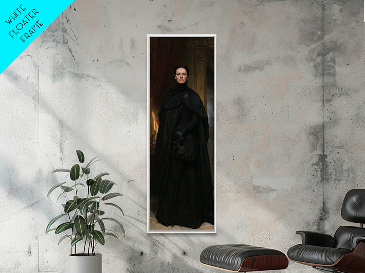 The Headless Cavalier’s Widow, Gothic Horseman Widow Portrait, Tall Narrow Canvas Print, Dark Academia Decor, Classic Monster Art