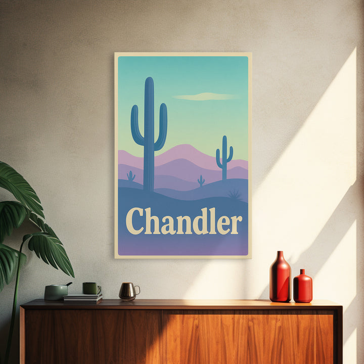 Chandler Travel Poster, Canvas Print, Pastel Retro Travel Art, Chandler Art Print, Mid Century Wall Art, Vintage City Poster, Art Print