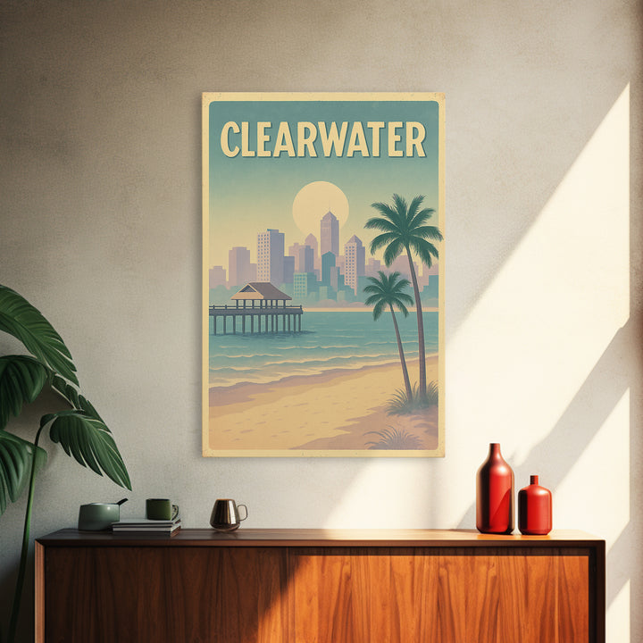 Clearwater Florida Travel Poster, Canvas Print, Dreamy Skyline Poster Art, Clearwater Art Print, Travel Wall Art, City Poster, Wall Art