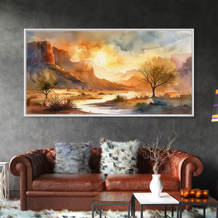 Foggy Rural Farmhouse Scene with Country Road, Charming Framed Canvas Print for Living Room, Rustic Wall Art, Vintage Decor