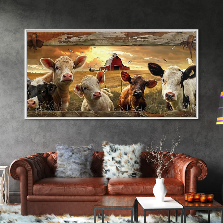 Charming desert garden with blooming cacti and sunset, Framed Canvas Print, perfect for rustic farmhouse living room art