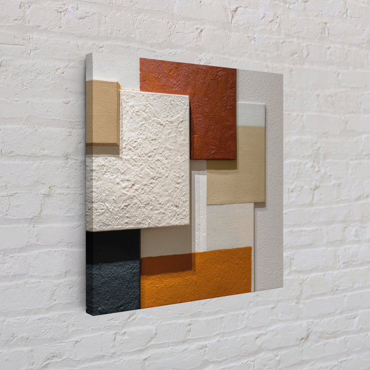 Mid Century Color Block Composition Framed Canvas Print, Wall Art, Art, Living Room Decor, Fine Art, Wall Clock, WAL-1x1-12