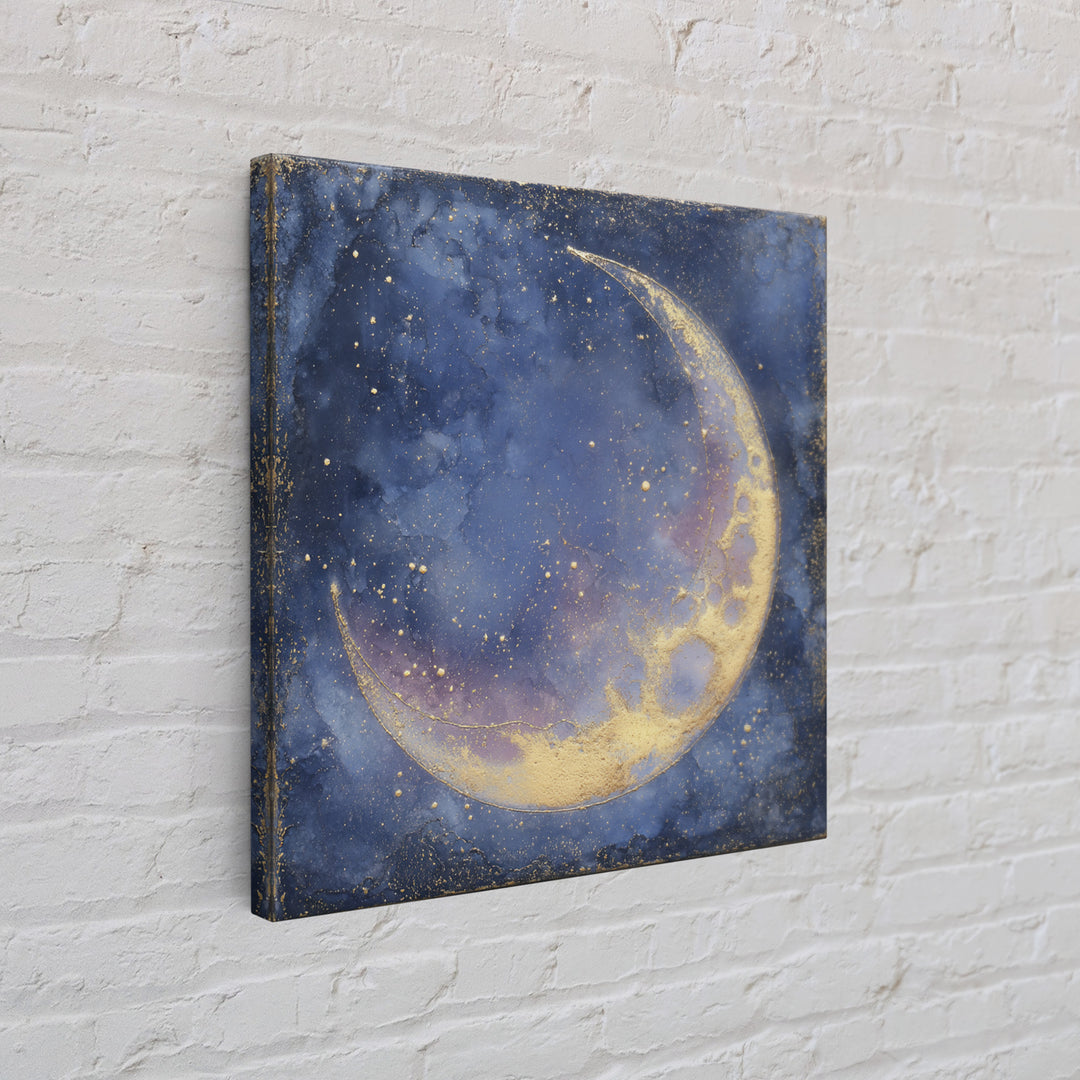 Celestial Moon and Stars Artwork Canvas Print, Wall Art, Digital Print, Living Room Decor, Fine Art, Luxury Decor, WAL-1x1-14